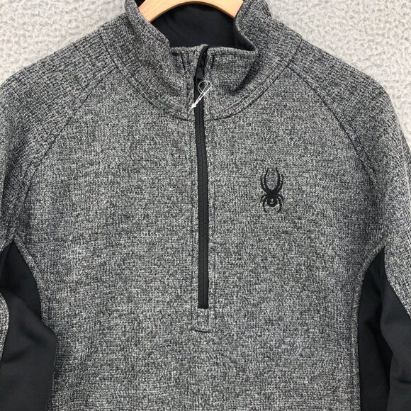 Spyder Sweatshirt Men Medium Gray 1/4 Zip Pullover Mock Neck Fleece Tech Sport - Picture 2 of 10